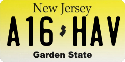NJ license plate A16HAV
