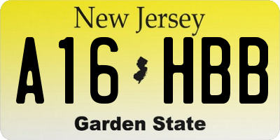 NJ license plate A16HBB