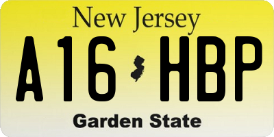 NJ license plate A16HBP