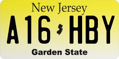 NJ license plate A16HBY