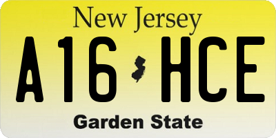 NJ license plate A16HCE