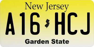 NJ license plate A16HCJ
