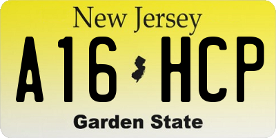 NJ license plate A16HCP