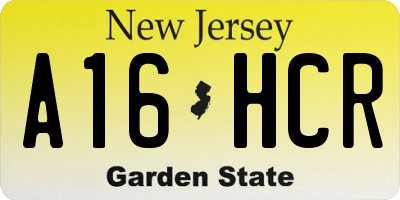 NJ license plate A16HCR