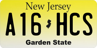 NJ license plate A16HCS