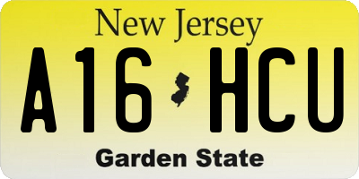 NJ license plate A16HCU