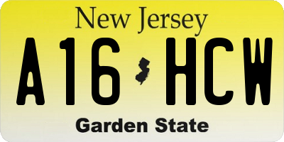 NJ license plate A16HCW