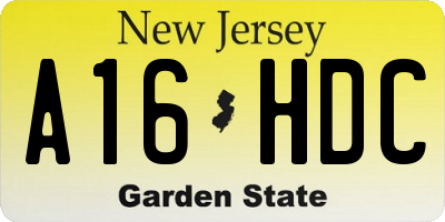 NJ license plate A16HDC