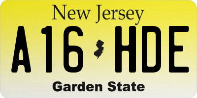 NJ license plate A16HDE