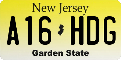 NJ license plate A16HDG
