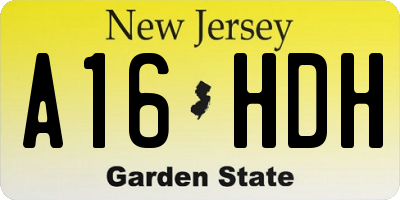 NJ license plate A16HDH