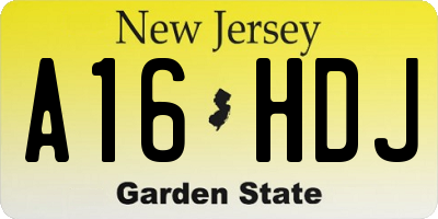NJ license plate A16HDJ