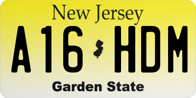NJ license plate A16HDM