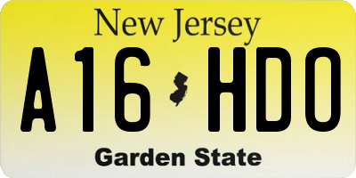 NJ license plate A16HDO