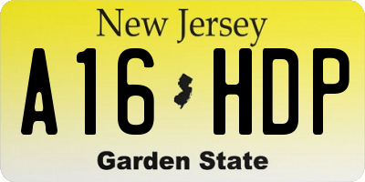 NJ license plate A16HDP