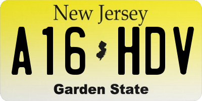 NJ license plate A16HDV