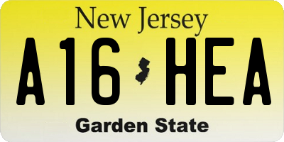 NJ license plate A16HEA