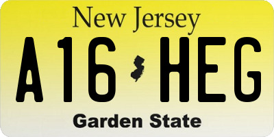 NJ license plate A16HEG