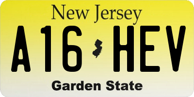 NJ license plate A16HEV