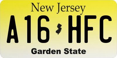 NJ license plate A16HFC