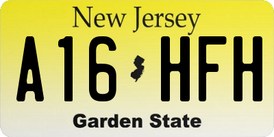 NJ license plate A16HFH