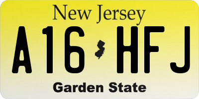 NJ license plate A16HFJ