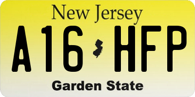 NJ license plate A16HFP