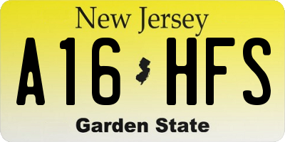 NJ license plate A16HFS