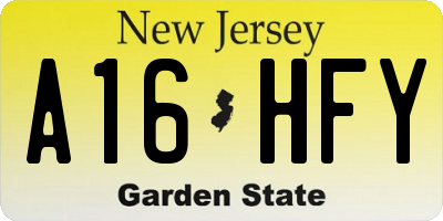 NJ license plate A16HFY