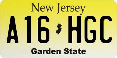 NJ license plate A16HGC