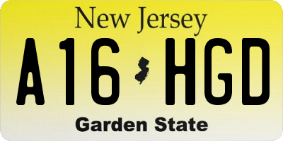 NJ license plate A16HGD