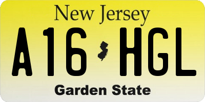 NJ license plate A16HGL