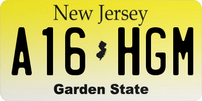 NJ license plate A16HGM