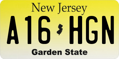 NJ license plate A16HGN