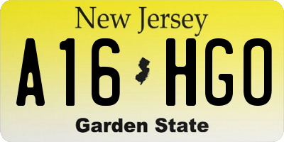 NJ license plate A16HGO