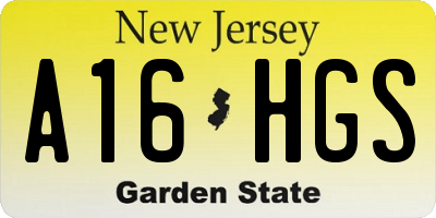 NJ license plate A16HGS