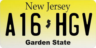 NJ license plate A16HGV