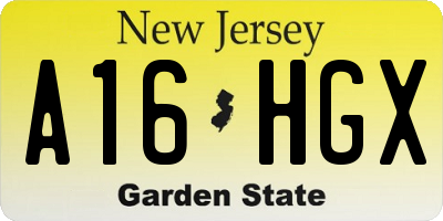 NJ license plate A16HGX