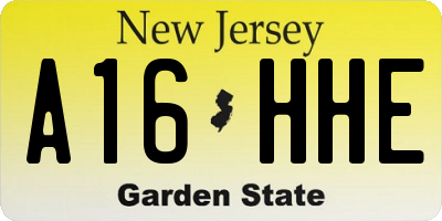 NJ license plate A16HHE