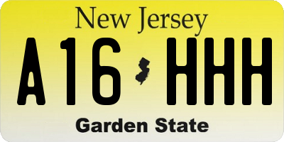 NJ license plate A16HHH