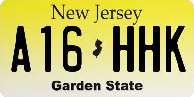 NJ license plate A16HHK