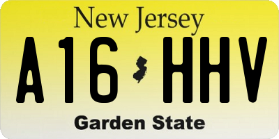 NJ license plate A16HHV