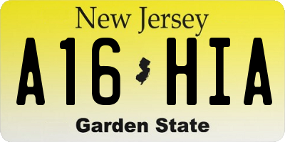 NJ license plate A16HIA