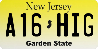 NJ license plate A16HIG