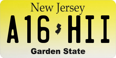 NJ license plate A16HII