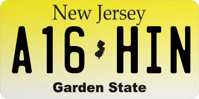 NJ license plate A16HIN