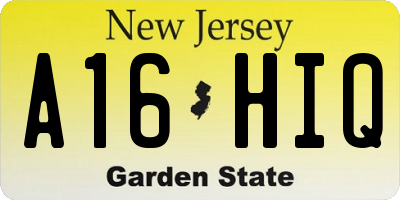 NJ license plate A16HIQ