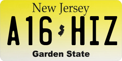 NJ license plate A16HIZ