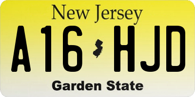 NJ license plate A16HJD