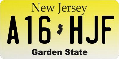 NJ license plate A16HJF
